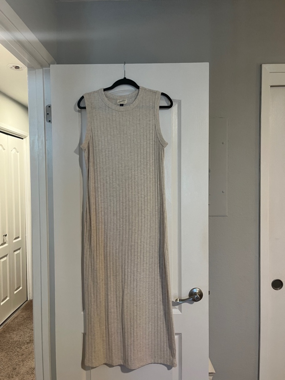 Universal Thread Sleeveless Ribbed Midi Dress - Beige